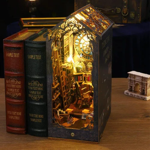 Miniatura 9 de Kits de rincón de libros para adultos, kit de sujetalibros 3D 2026, kit de construcción de modelo de casa de libro mágico, decoración con sensor