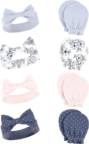 Miniatura 131 de Hudson Baby Conjunto de diadema de algodón y manoplas para rascar para bebé