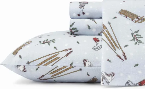 Miniatura 12 de Eddie Bauer - Sábanas individuales, juego de ropa de cama de franela de algodón, cepillada para mayor suavidad, decoración acogedora para el hogar