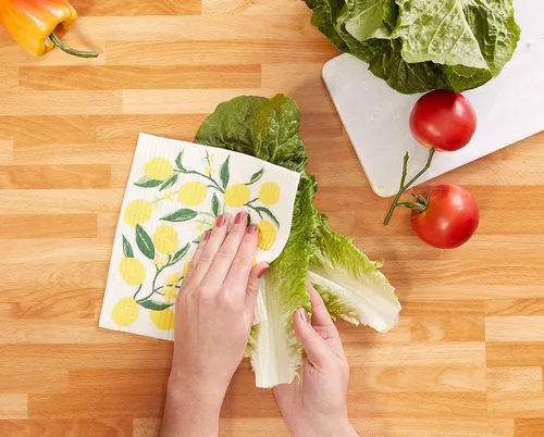 Miniatura 4 de DII Paños suecos para cocina y limpieza, reutilizables, lavables a máquina y aptos para lavavajillas, biodegradables, 7.75 x 6.75, limones, 3