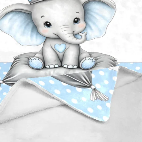Miniatura 4 de Manta de vellón personalizada para niños con nombre, bonita manta de bebé de elefante para cama (30 x 40 pulgadas)