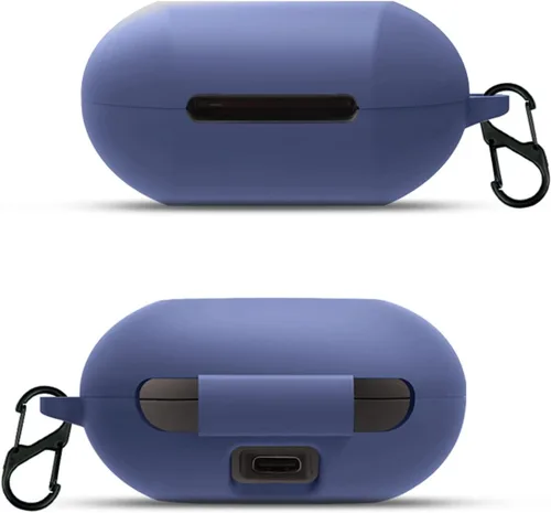 Miniatura 8 de DAYJOY Funda protectora de silicona suave compatible con Edifier NeoBuds S, funda protectora con llavero (negro + azul)
