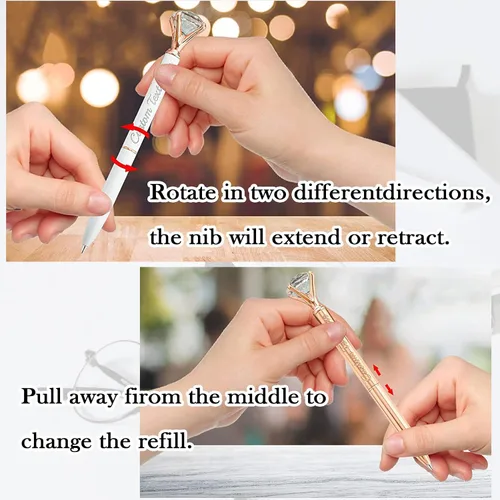 Miniatura 6 de 10 bolígrafos personalizados a granel con diamante, recuerdos de boda, recuerdos grabados con nombre, logotipo, texto para negocios, fiestas