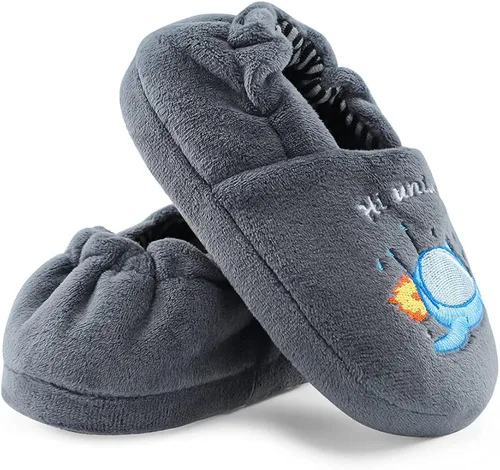 Miniatura 6 de Estamico pantuflas de felpa de calidad superior, tejido suave, con caricaturas, para niños pequeños, calzado cálido para el hogar y para el invierno