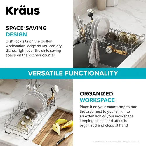 Miniatura 4 de Kraus Colador de acero inoxidable, 17.6 in x 9.7 in x 2.6 in, CS-2