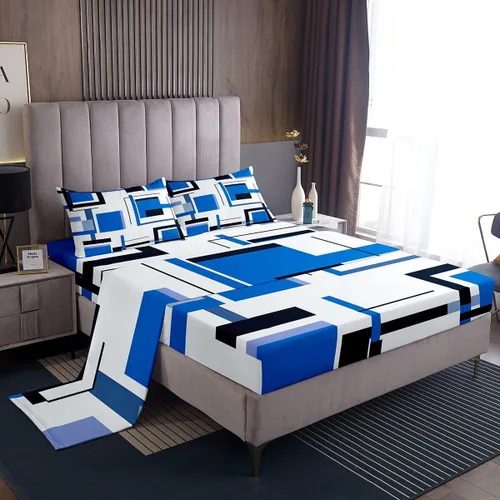Miniatura 15 de Feelyou Juego de sábanas decorativas con ombre abstracto para niños y adolescentes, juego de sábanas rojas y negras de moda para dormitorio de niñas