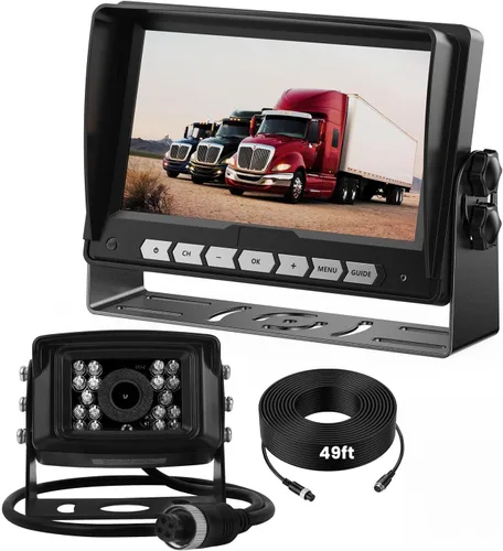 AHD 1080P Cámara de respaldo con cable para camión RV 12-24V, cámara de visión trasera de visión nocturna para semi, camión de caja, remolque,