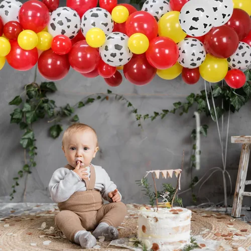 Miniatura 3 de Kit de arco de guirnalda de globos para decoración de fiesta de vaca, suministros de fiesta de cumpleaños de animales de granja de vacas para niños