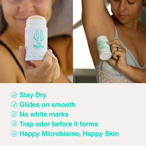 Miniatura 5 de Hume Supernatural Desodorante sin aluminio Roll On para mujeres y hombres, seguro para pieles sensibles, probiótico y a base de plantas, absorbe