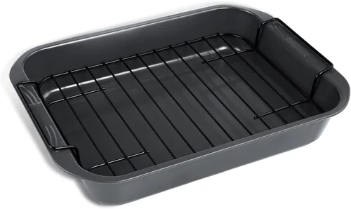 kitCom Utensilios de hornear antiadherentes, asador antiadherente con estante, ideal para asar pollo, carnes y pavo - 15 pulgadas x 11 pulgadas (5.8