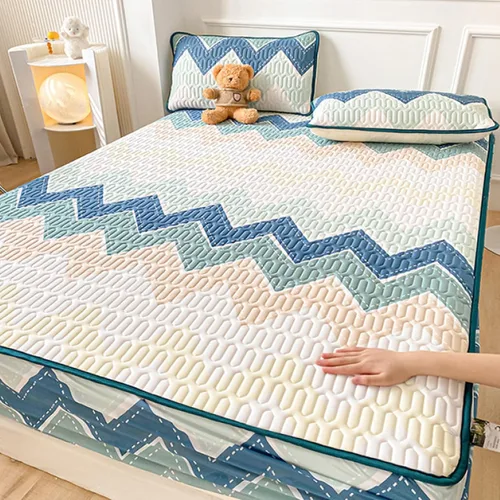 Miniatura 11 de FCLDESHOP Comfort Hotel - Sábana bajera ajustable de bolsillo profundo, juego de sábanas bajeras y fundas de almohada de seda de hielo de látex