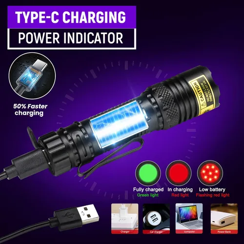Miniatura 5 de Linterna UV de luz negra, recargable USB-C de 395 nm, mini luz negra portátil de mano, potentes luces LED ultravioleta, para curado de resina