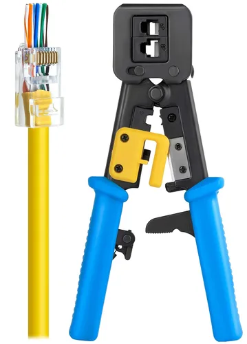 Miniatura 10 de Everest Media Solutions Kit de herramientas de crimpado RJ45, con 50 conectores de paso Cat6 y 50 botas de alivio de tensión + cuchillas