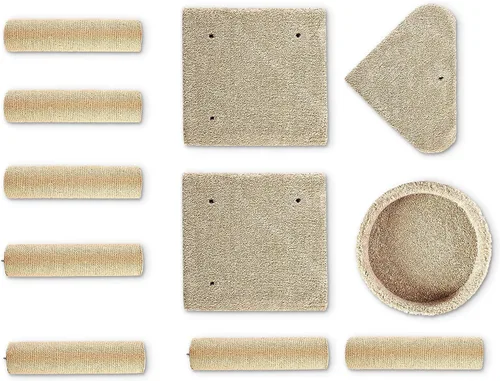 Miniatura 6 de Amazon Basics Torre de actividades de escalada para interiores con postes rascadores, grande, 17.7 x 45.9 pulgadas, beige