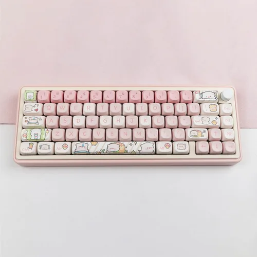 Miniatura 3 de Hyekit Teclas PBT - 145 Teclas Perfil MOA Cerdo Rosa, Conjunto de Teclas Lindas con Sublimación de Tinte para Teclado Mecánico con Interruptores