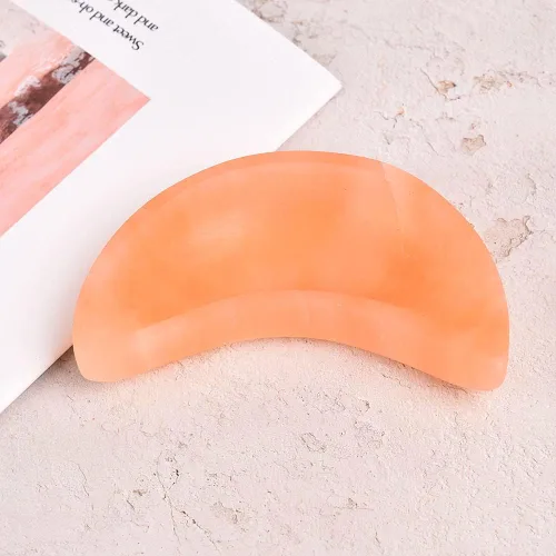 Miniatura 5 de JIC Gem Cuenco de selenita naranja de 4 pulgadas con forma de luna, cuenco de cristal de selenita marroquí para carga, curación, decoración del hogar