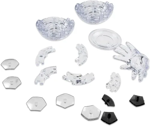Coolplay Rompecabezas de cristal 3D para niños, pelota de rompecabezas de fútbol para adultos, color negro y transparente, 76 piezas