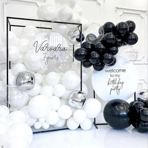 Miniatura 6 de COKAOBE Kit de arco de guirnalda de globos en blanco y negro, 124 globos de látex de confeti blanco y negro para baby shower, cumpleaños