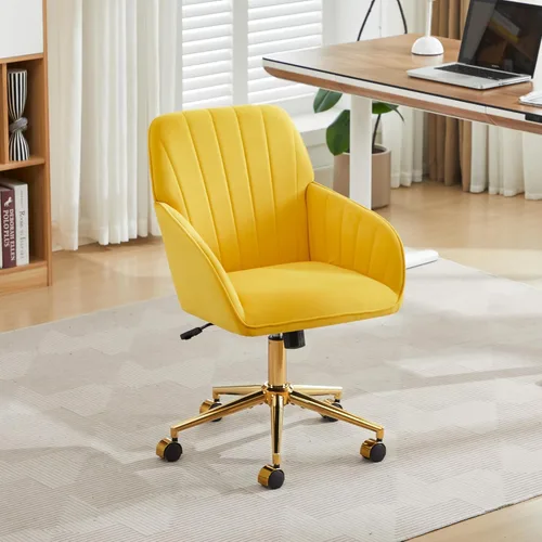 Miniatura 2 de Silla de escritorio de terciopelo para oficina en casa, moderna y bonita silla de trabajo para computadora con respaldo, silla de tocador tapizada