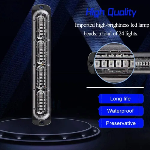 Miniatura 3 de Luces estroboscópicas de advertencia de emergencia, 2 unidades universales de 24 LED 72 W, montaje en superficie intermitente, color azul