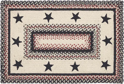 Miniatura 16 de VHC Brands Colonial Star - Alfombra decorativa, mezcla de yute, medio círculo, estrella roja y negra, 16.5 x 33 pulgadas