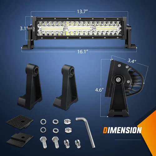 Miniatura 2 de Barra de luz LED Nilight de 13.5 pulgadas, triple fila, combo de foco y inundación, 96 LEDs, luz antiniebla, luz de trabajo, luz de respaldo, luz