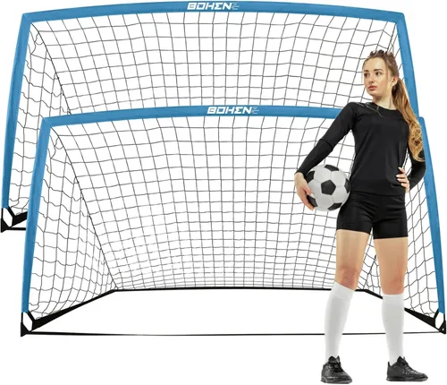 Miniatura 18 de BOHEN 6x4 FT / 9x5 FT Kids Soccer Goals with Carry Bag, Portable Folding Soccer Net for Backyard Training, Indoor/Outdoor Use for Youth and Adult