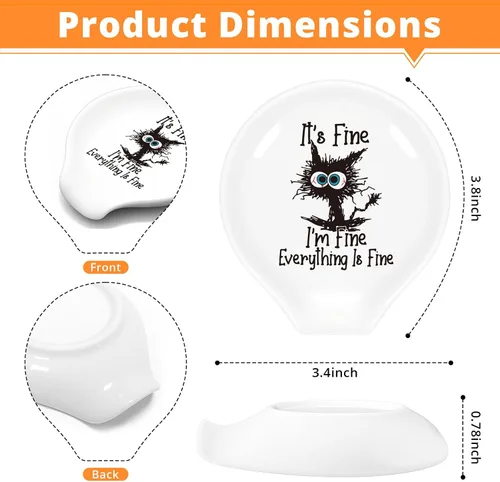 Miniatura 2 de Soporte para cuchara de café con texto en inglés "I'm Fine", divertido soporte para cucharas de café para amantes de los gatos, amigos, cumpleaños