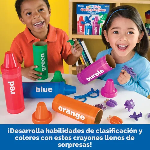 Miniatura 3 de Learning Resources Crayones de clasificación arcoíris - Regalos para niños pequeños, accesorios para niños pequeños, juguetes de apilar jumbo