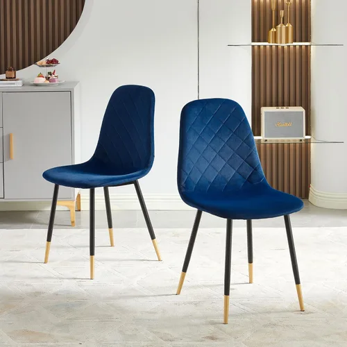 Miniatura 12 de NORDICANA Sillas de comedor de terciopelo, sillas laterales tapizadas de color sólido para la cocina, juego de 2 con patas de metal, gris
