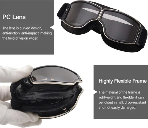 Miniatura 4 de Peicees Gafas Vintage para Motocicleta Gafas de Aviador Gafas de Casco de Piloto Gafas de Equitación Motocross Bicicleta de Montaña Scooter ATV