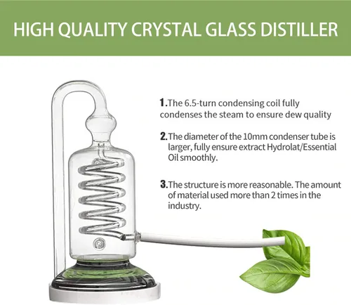 Miniatura 5 de YUEWO Equipo de destilación de aceite esencial de cristal de 1 galón/4 litros, máquina extractora de hidrosol, destiladores de agua, kit