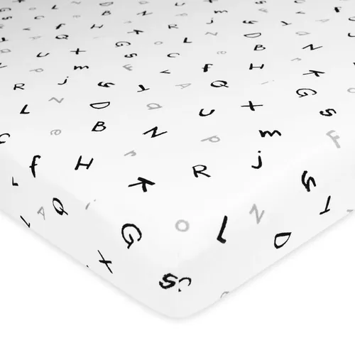 American Baby Company - Sábana bajera ajustable de tejido de punto suave y transpirable 100% algodón, sábanas de practicuna, Alphabet