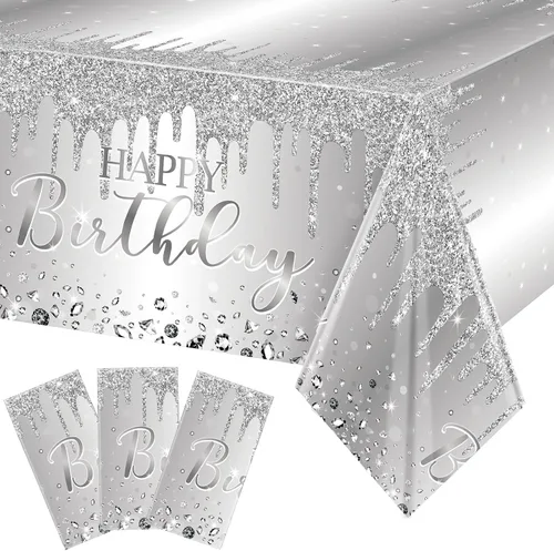 Miniatura 12 de Pajean Mantel de plástico con lentejuelas de diamantes con brillantina para fiesta de niña y niña, mantel de plástico con lentejuelas para niñas