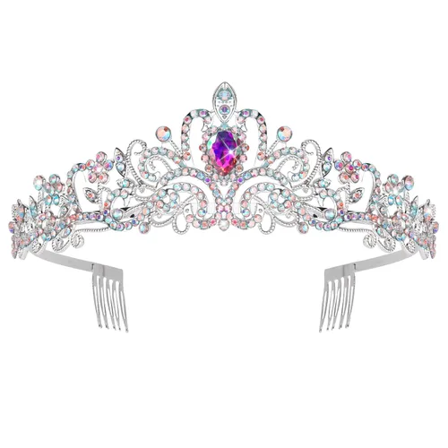 Miniatura 8 de Tiaras y coronas doradas para mujer, corona de cumpleaños clásica con peines, elegantes regalos de fiesta de graduación para mujeres