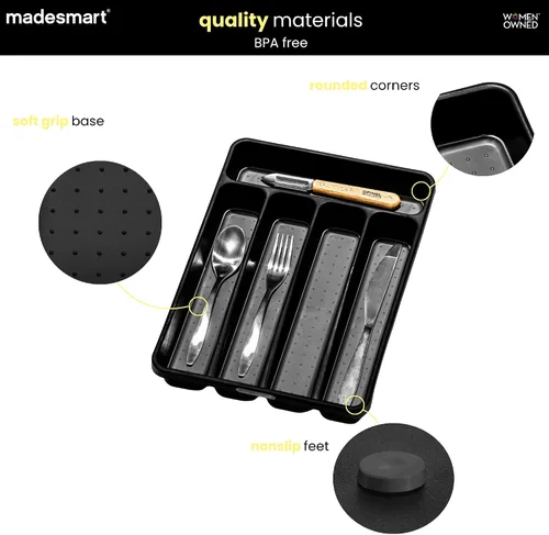Miniatura 4 de madesmart Bandeja pequeña para cubiertos, organizador compacto de cubiertos de 5 compartimentos para tenedores, cuchillos y cucharas