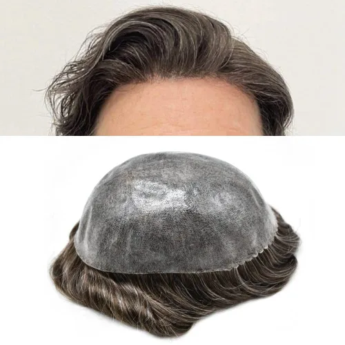 Miniatura 70 de Toupee - Sistema de reemplazo de cabello humano para hombre, 0.004 in, inyectado, piel de polietileno, piezas de pelo para hombre, 6 x 8 pulgadas