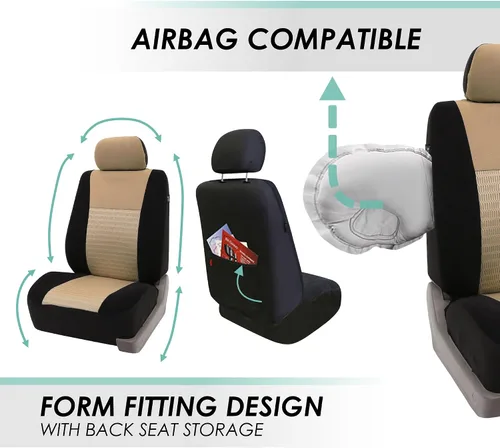 Miniatura 8 de Fundas FH GROUP, FH-FB060114 para asientos de auto, juego completo, compatibles con bolsa de aire y separación para la mayoría de autos, camionetas
