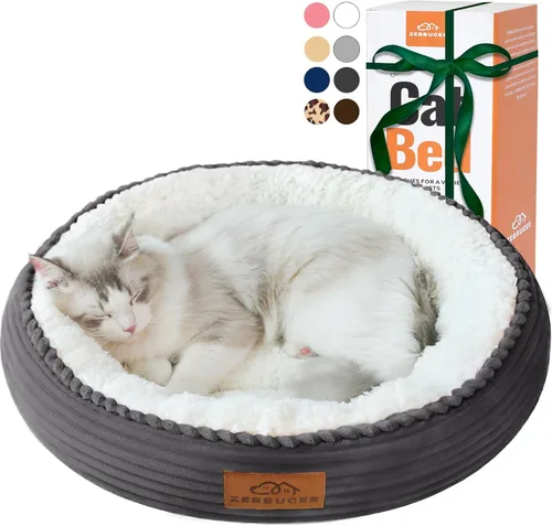 Miniatura 15 de Zerbuger Camas lavables de 20 pulgadas para gatos de interior, cama redonda en forma de dona para mascotas, para gatos, perros pequeños, cachorros