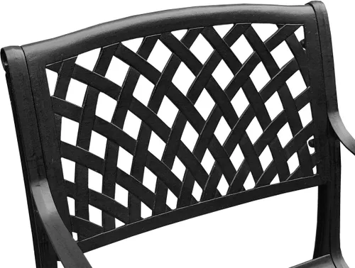 Miniatura 4 de Oakland Living Silla de comedor de patio negro de aluminio fundido de malla al aire libre moderna