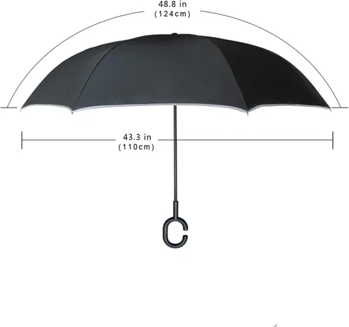 Miniatura 6 de Gatos egipcios - Paraguas invertido con mango en forma de C, impermeable, anti-UV, resistente al viento, para mujer
