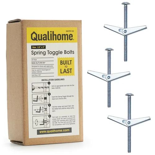 Miniatura 9 de QUALIHOME Anclajes de perno de resorte – Anclajes de pared resistentes para colgar artículos con paredes huecas y más – Anclaje de pared hueco