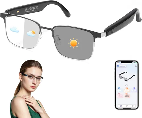 Miniatura 12 de Lentes inteligentes Al 2026 para hombres y mujeres, lentes de traducción Bluetooth con 164 idiomas, lente de cambio de color, música y llamadas