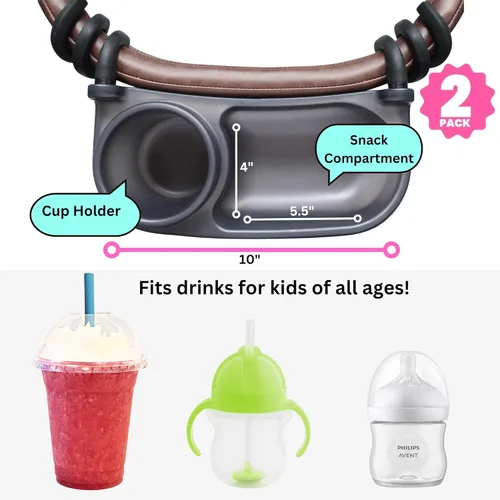 Miniatura 3 de Swanoo Bandeja universal para refrigerios para cochecito Paquete de 2 Compatible con Nuna Portavasos para cochecito Barra de parachoques