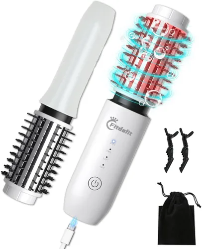 Cepillo de rizador, rizador de pelo inalámbrico de 1.5 pulgadas, cepillo 3 en 1, peine alisador de pelo recargable, cepillo portátil de 7000 mAh,