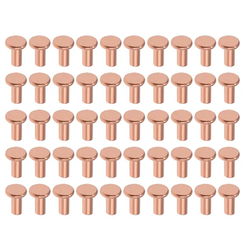 Miniatura 19 de uxcell 100 remaches sólidos de cobre, remaches metálicos de cabeza plana de 1/8 x 5/32 pulgadas para aplicaciones eléctricas, suministros de trabajo