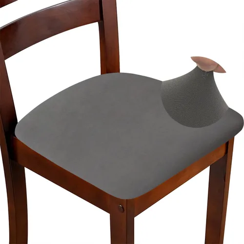 Miniatura 8 de Fundas de asiento para silla, juego de 6, fundas elásticas negras para silla de comedor cuadradas, extraíbles y lavables, protector de asiento