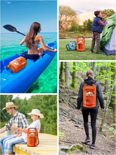 Miniatura 6 de HEETA Bolsa Seca Impermeable para Mujeres y Hombres, 5L/10L/20L/30L/40L Tapa Enrollable Bolsa de Almacenamiento Seca Ligera Mochila con Funda