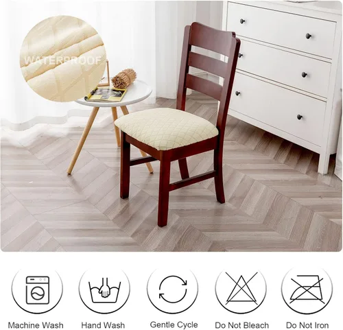 Miniatura 8 de Genina Fundas de asiento impermeables para sillas de comedor, fundas elásticas extraíbles y lavables, fundas de cojín para sillas de comedor