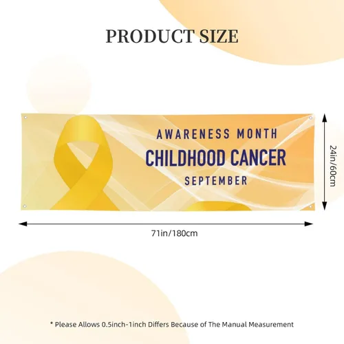Miniatura 2 de Cartel del mes de concientización sobre el cáncer infantil de 24 x 71 pulgadas, decoraciones para porche, patio, tapiz de fondo, suministros de Negro